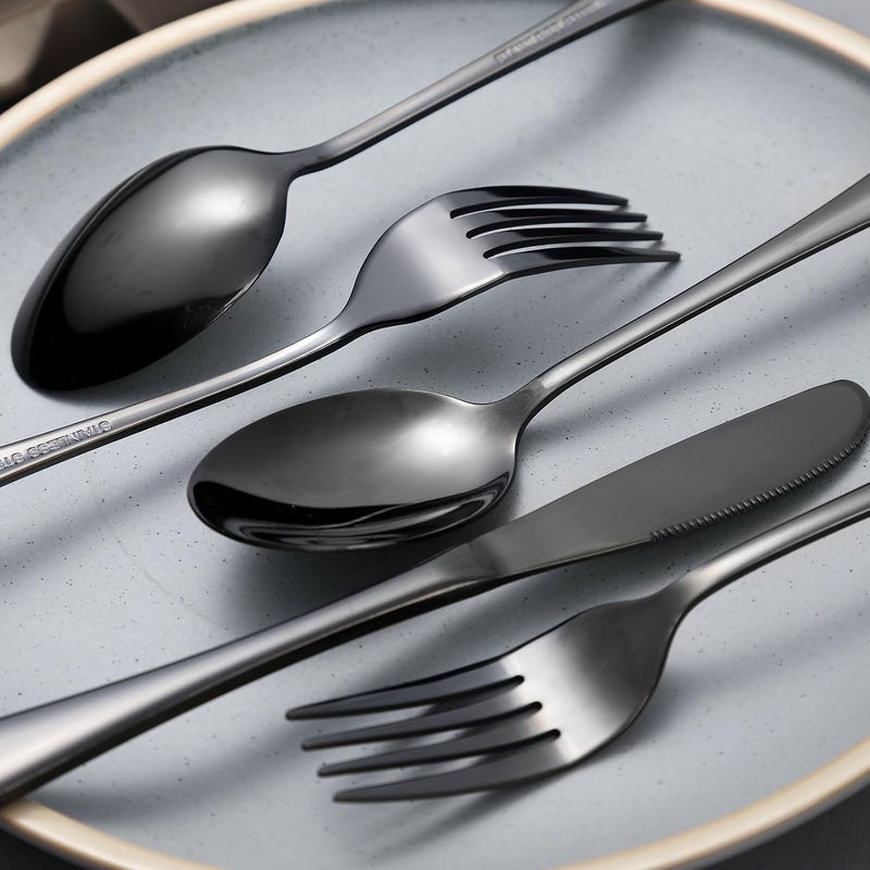 SAOSHYPEI Portable Utensils Set with Case, 4pcs Stainless Steel Reusable Silverware for Lunch Camping School Picnic Workplace, Lunch Box Includ Fork Spoon Knife,Easy to clean,Dishwasher Safe (grey) - Image 4